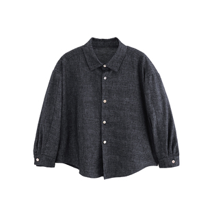 砚台家童装儿童亚麻长袖衬衫宝宝春款衣服宝宝上衣男童纯色衬衣潮