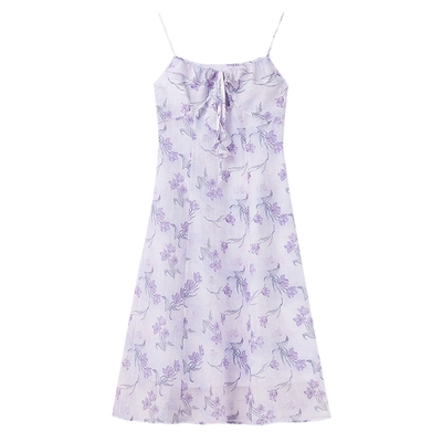 秋水伊人优雅百搭吊带裙郁金香