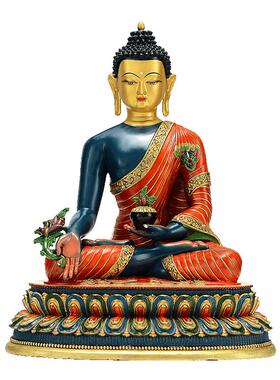 铜鎏金彩绘家居客厅藏式雕像摆件