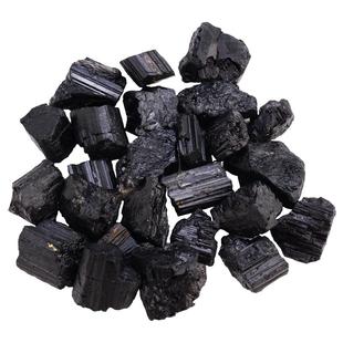 天然黑碧玺水晶原矿石摆件托玛琳电气石矿石标本裸石消磁石鱼缸石