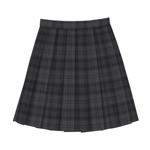 原创正版现货jk黑碳黑灰色校供感制服学生格子百褶裙半身短裙子女