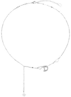 轻奢小众银色字母项链女