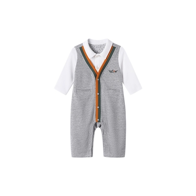 【商场同款】英氏婴儿衣服秋季长袖纯棉男宝连体衣秋季外出服爬服