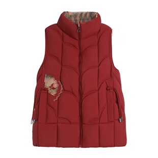 妈妈羽绒棉服短款马夹小个子秋冬棉衣中老年人冬装新中式保暖马甲