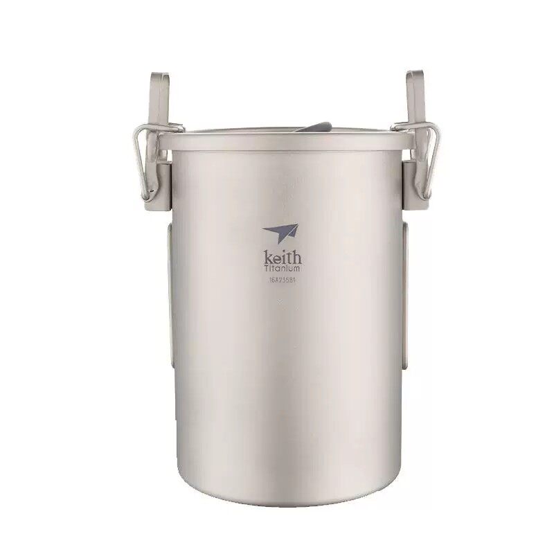 KEITH铠斯纯钛煮饭器露营轻量微压锅900ML户外便携多功能蒸饭套锅
