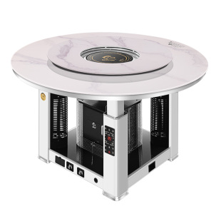 气电两用燃气取暖桌1.4/1.6米1.8天然气烤火炉餐桌圆形家用电暖桌