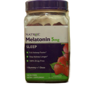 现货美国直购NATROL助眠褪黑素松果体软糖倒时差草莓味180粒5mg
