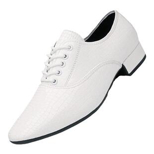 新款男摩登舞鞋室外专业成人软底白色拉丁舞鞋交谊真皮广场舞蹈鞋