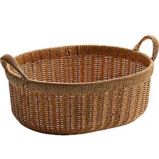 Kens日式果盘 仿藤编客厅零食筐厨房蔬菜收纳筐野餐篮家用水果篮