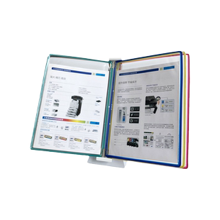 吉武5页铁台式桌面金属壁挂展示文件夹 A4桌放资料翻阅活页夹 A4流水线车间广告宣传资料文件翻页展示资料架