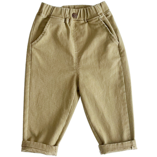 2026儿童斜纹棉外穿长裤男女童宽松休闲裤宝宝春秋新款哈伦裤舒适