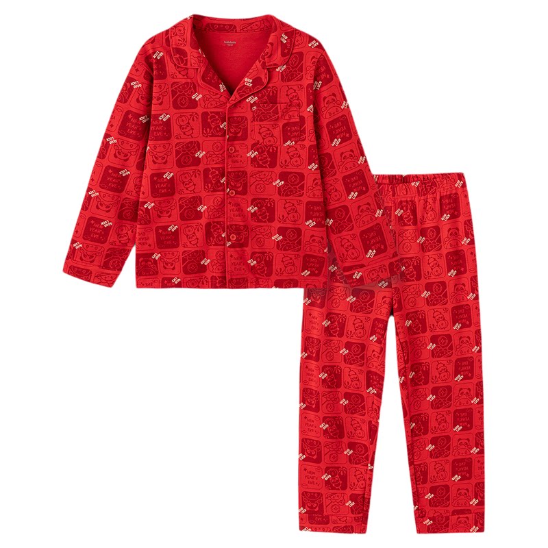 巴拉巴拉儿童家居服纯棉红色睡衣