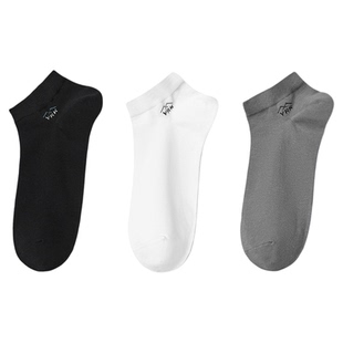 意尔康简约字母男短袜秋季新款休闲纯色透气袜子精梳棉时尚短筒袜