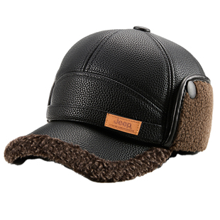 jeep吉普中老年人爸爸帽子男士秋冬季爷爷加绒保暖护耳雷锋帽防寒