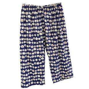 夏纯棉睡裤女宽松薄款透气家居七分裤中腰卡通碎花吸汗空调房短裤