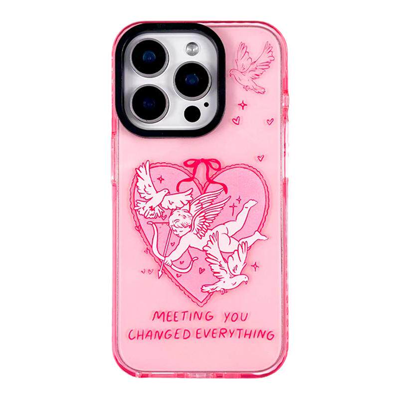 爱心丘比特适用苹果16/15pro手机壳iphone14保护套13Promax粉色透明软壳少女ins防撞条设计防摔贴合耐