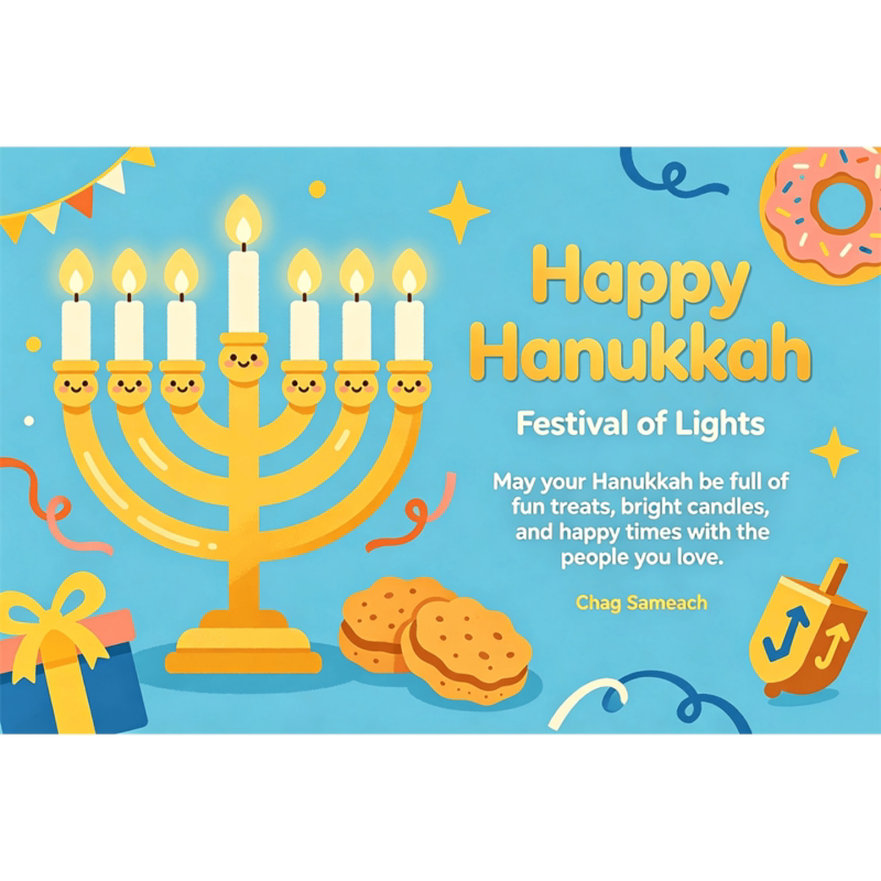 光明节贺卡套装复古手绘Hanukkah