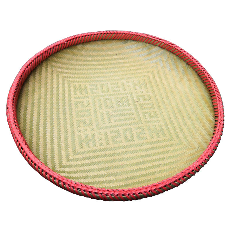 手工编织无孔竹筛竹簸箕晾晒干货酒店婚庆用品摆件精致福字竹匾