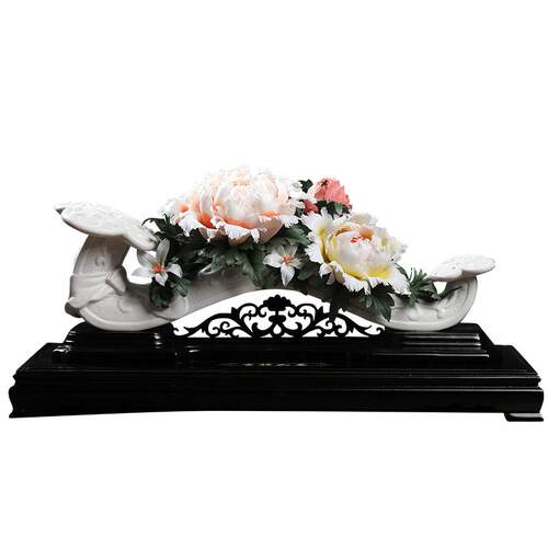 东方泥土《吉祥如意》摆件 陶瓷花酒店店铺开业装饰乔迁商务礼品