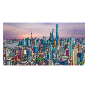 3D-JP城市手绘高难度拼图3000片客厅装饰画 上海，浦东新貌H3890