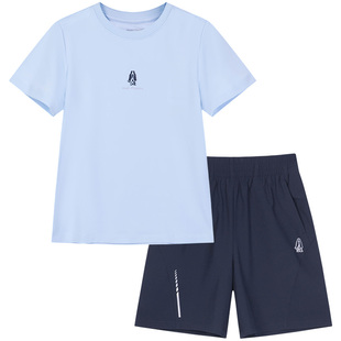 暇步士童装男童套装夏装新品中大童透气短袖儿童休闲速干短裤