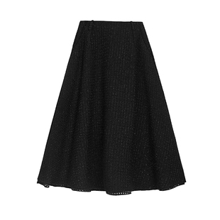 sdeer圣迪奥冬装女装小香风套装格纹拼接毛呢A字伞裙S23481104