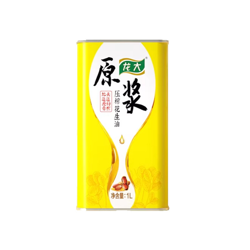 龙大原浆花生油1L*4压榨食用油铁桶装过节送礼花生油