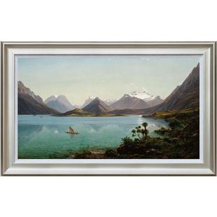 风色瓦卡蒂普湖新西兰风景山水油画美式沙发背景墙客厅玄关挂画