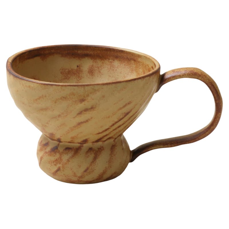 玖田烧复古窑变流釉陶瓷带把茶杯
