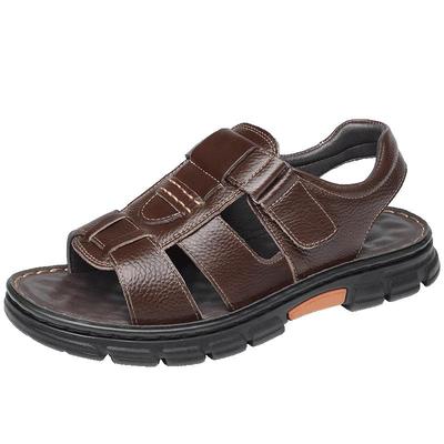 凉鞋男士2024新款夏季厚底沙滩鞋时尚真皮防滑耐磨透气两用凉拖鞋