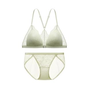 蕉内舒服蕾303A蕾丝法式透气三角杯女士性感内衣内裤套装美背文胸