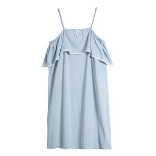 睡裙夏季薄款纯棉吊带女睡衣韩版学生性感荷叶边可外穿夏天家居服