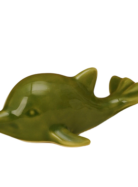 可爱迷你陶瓷小鲸鱼摆件微型鱼缸造景装饰品创意办公室桌面工艺品