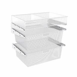 开放式金属衣帽间配件砌墙衣柜拉篮壁挂衣架收纳U型网篮收纳篮