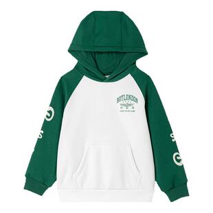 BOY童装 秋冬潮牌长袖拼接宽松时尚针织连帽套头卫衣男童女童