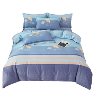 100%纯棉加厚磨毛四件套全棉被套被罩床单床笠款春秋季床上用品三