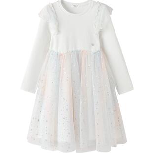 巴拉巴拉童装儿童裙子女童连衣裙秋中幼童拼接网纱裙甜美公主洋气