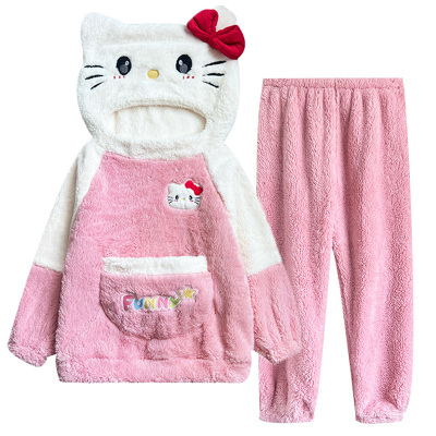 HelloKitty儿童珊瑚绒睡衣女童冬