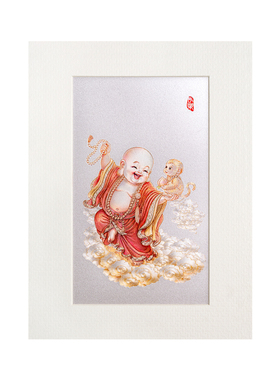 皇城工坊《常乐弥勒》手工非遗微雕银雕画 礼品收藏艺术品