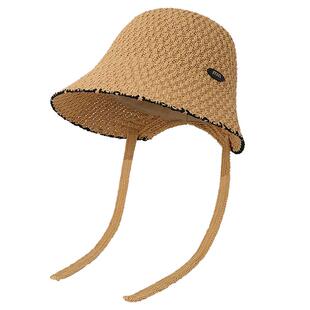 ins潮手工编制渔夫帽子女夏季镂空透气萝莉帽遮阳防晒盆帽显脸小