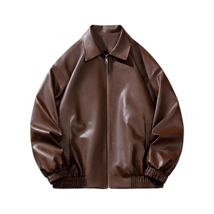 悟空有货美式复古美拉德PU皮衣机车服男潮牌宽松防寒百搭休闲外套