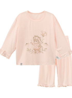 LK儿童桑蚕丝分体家居服套装夏季