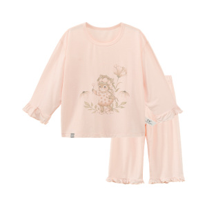 LK儿童桑蚕丝分体家居服套装夏季