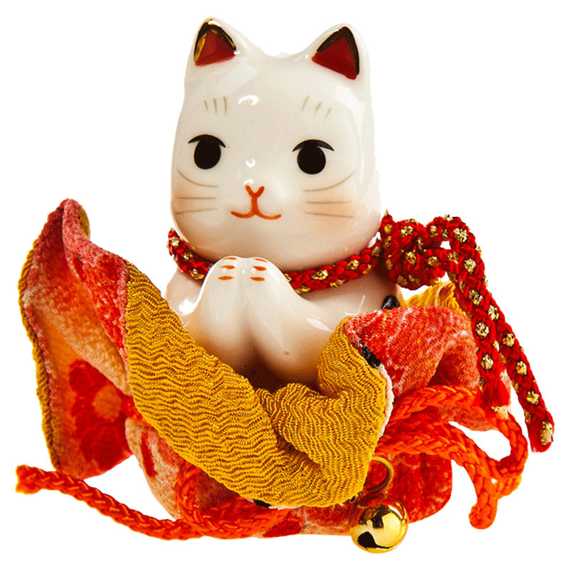 樱花招财猫摆件日本药师窑陶瓷