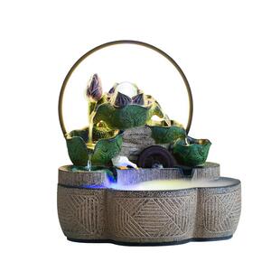 轻奢招财荷叶流水摆件风水轮玄关客厅循环水鱼缸喷泉造景开业入户