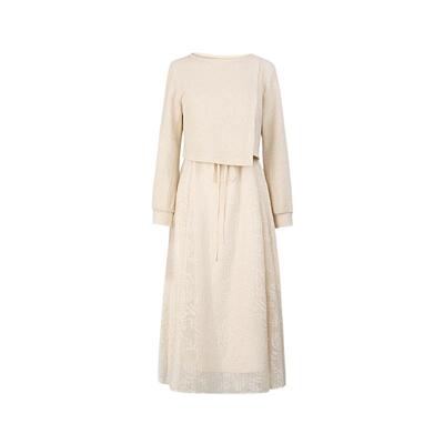 sdeer优雅收腰绣花吊带裙套装