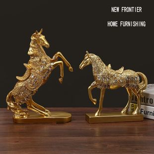 创意客厅酒柜装 饰品招财马摆件现代家居办公室内电视柜玄关工艺品