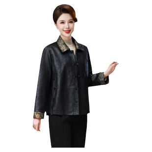 海宁真皮皮衣女2025春秋新款妈妈装品牌短款小个子绵羊皮夹克外套