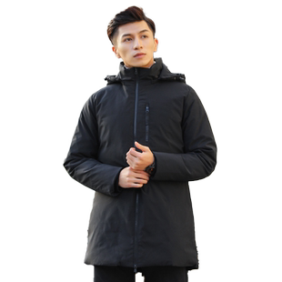 寒思男中长款时尚青年羽绒服冬季简约保暖可脱卸帽工装外套 1919