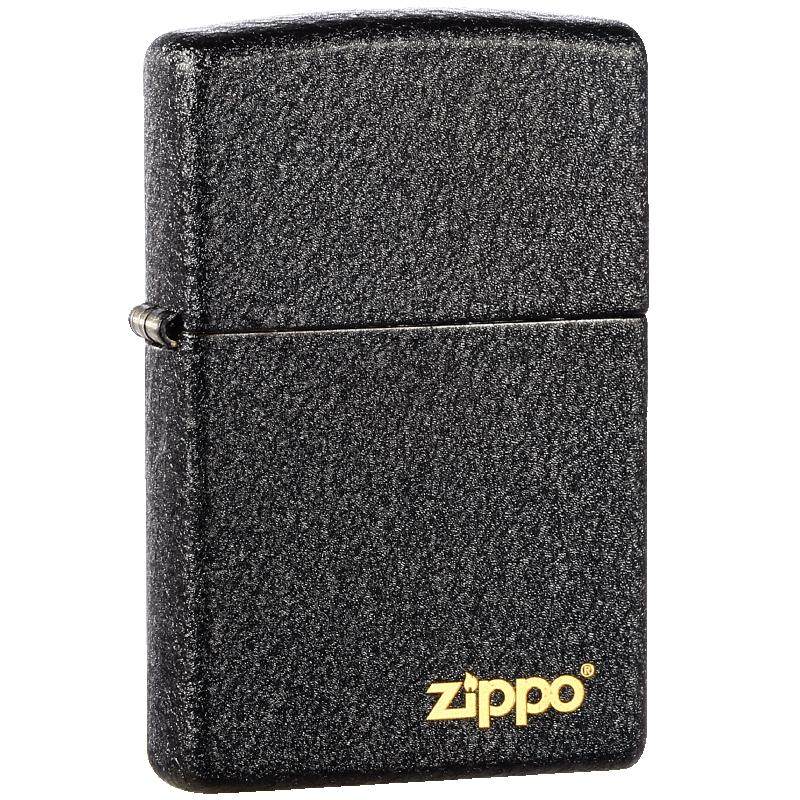 zippo打火机黑裂漆经典芝宝商标官方正版煤油防风定制刻字送男士
